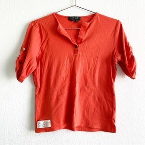 LAUREN RALPH LAUREN vintage 3/4 sleeve women's orange top tee shirt Small cotton
